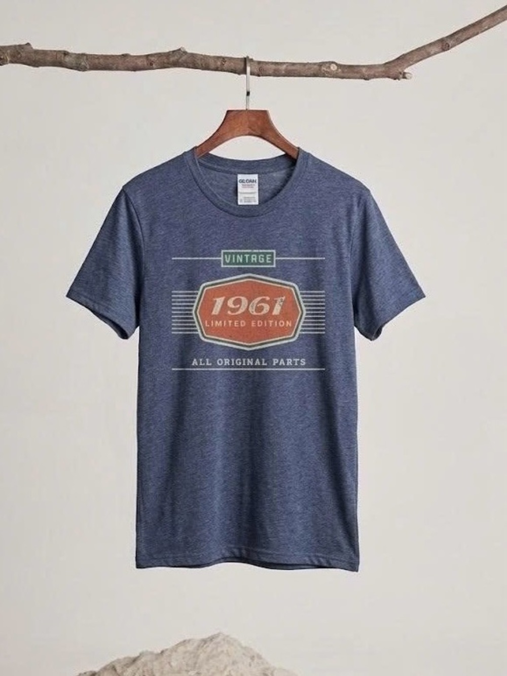 Vintage 1961 Limited Edition T-Shirt 65th Birthday Gift Graphic Tee Heather Blue